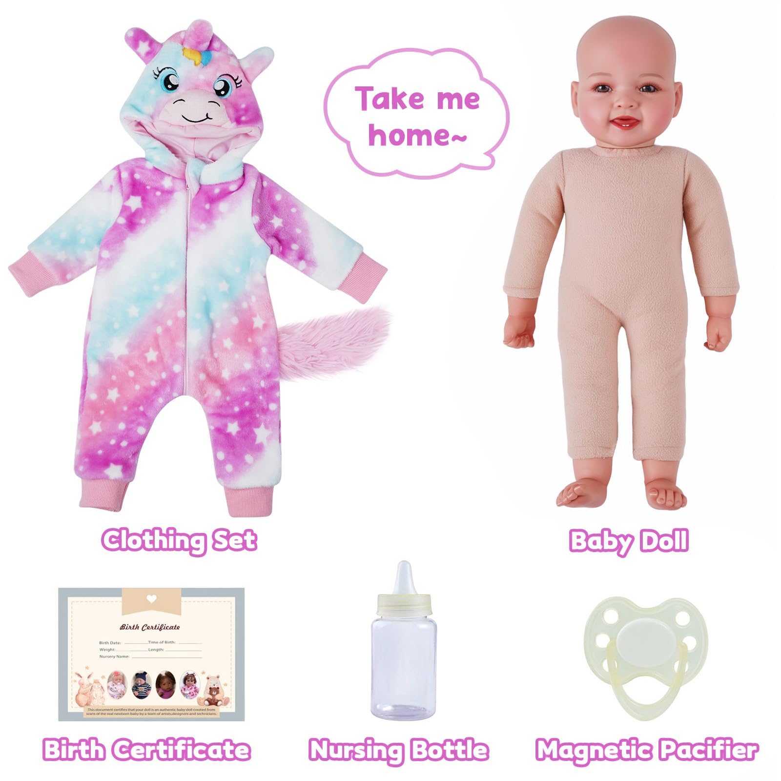 Baby Doll Mia - 17-Inch Sweet Smiling Lifelike lithe Cloth Body Reborn Dolls Girl - Realistic Newborn Babies Vin-yl for Girls 2 Years +