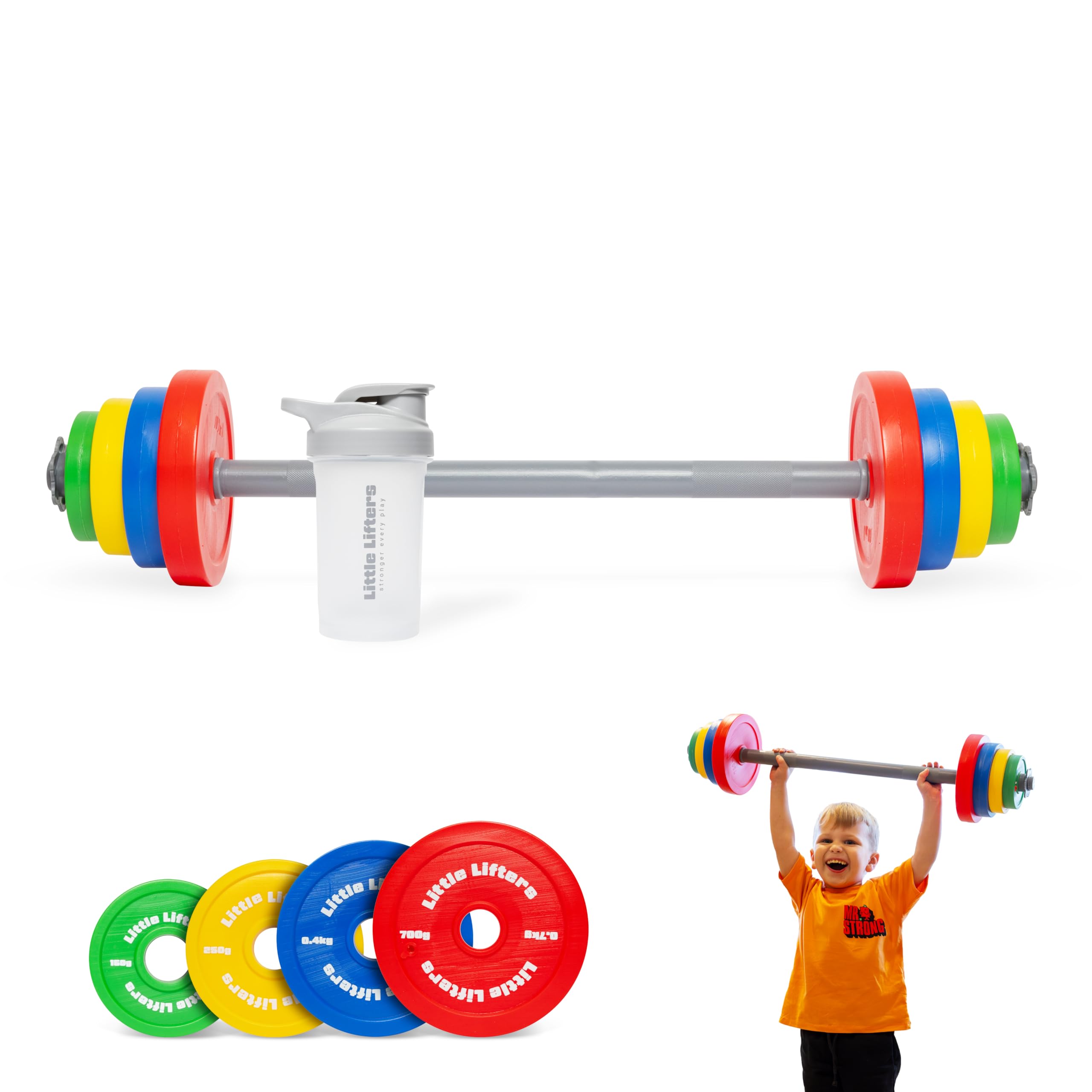 Kids Barbell Set – Adjustable Children's Toy Weights & Plastic Barbell Toy with Drinks Water Bottle, Kids Gym Equipment for Pretend Play, Fun Fitness Toys for Boys & Girls Home Workout