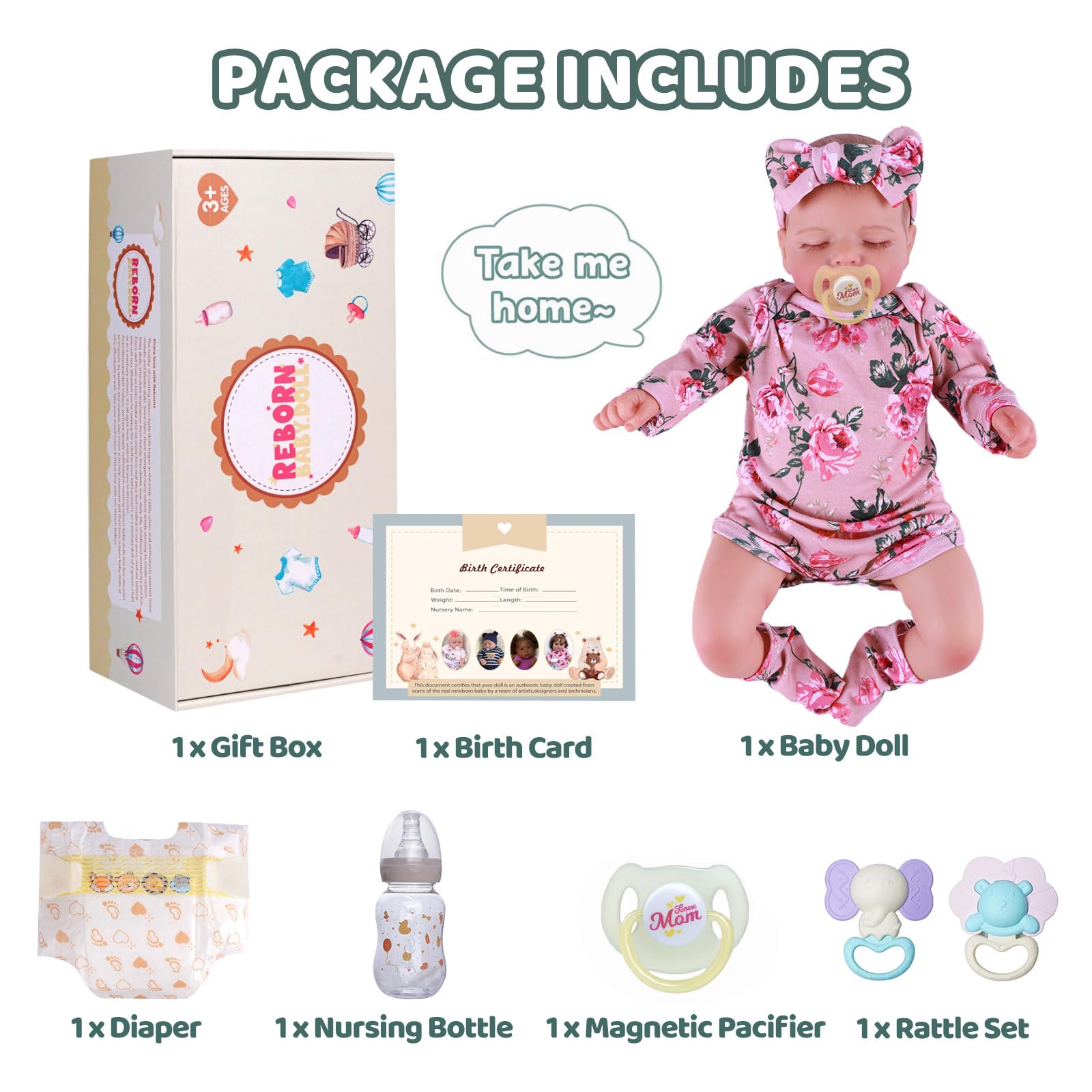 Lifelike Reborn-Baby Dolls 20 Inch Sleeping Realistic Newborn Babies Doll Soft Cloth Body Real Life Girl with Accessories Gifts for Kids Age 3 + & Collection