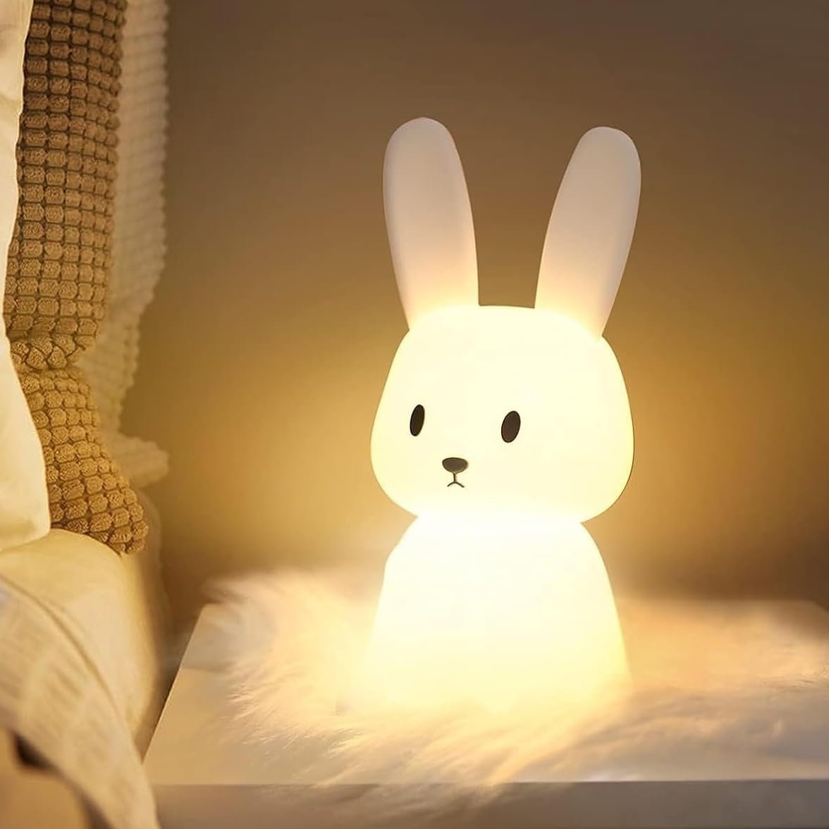 Baby Night Light with 265 Colors Change & 3H Timer - Bunny Touch Lamp for Girls, Rechargeable Cute Nursery Light for Toddlers, Children and Newborns