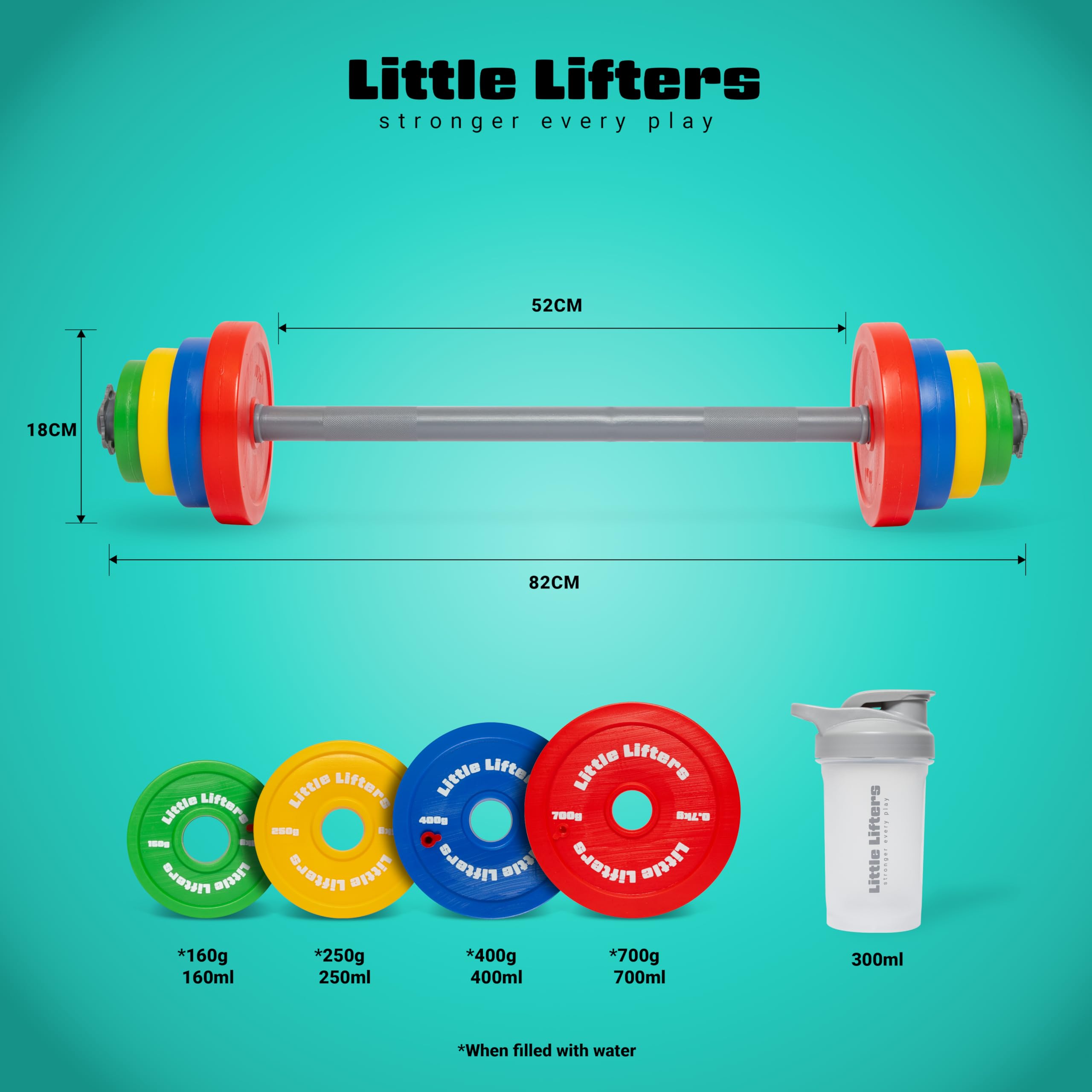 Kids Barbell Set – Adjustable Children's Toy Weights & Plastic Barbell Toy with Drinks Water Bottle, Kids Gym Equipment for Pretend Play, Fun Fitness Toys for Boys & Girls Home Workout