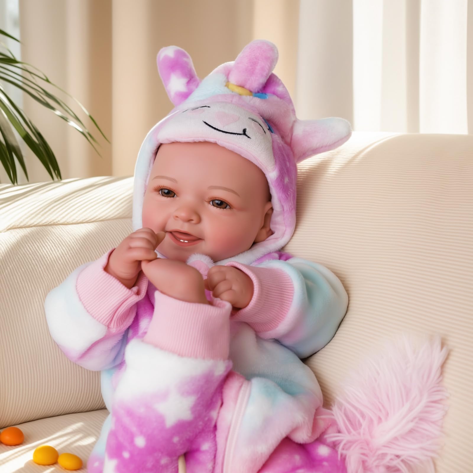 Baby Doll Mia - 17-Inch Sweet Smiling Lifelike lithe Cloth Body Reborn Dolls Girl - Realistic Newborn Babies Vin-yl for Girls 2 Years +